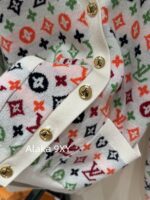 LOUIS VUITTON   24ss Autumn/Winter New CollectionColorful Jacquard Letter Logo Color blocked Vneck Knitted Cardigan Women's Wool Material - Image 7