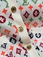 LOUIS VUITTON   24ss Autumn/Winter New CollectionColorful Jacquard Letter Logo Color blocked Vneck Knitted Cardigan Women's Wool Material - Image 15