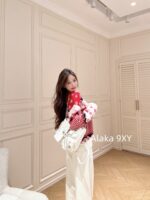 CELINE   2024 Autumn/Winter New "Christmas Limited Edition Series" Red Envelope Color blocked Kai Xuan Men Round Neck Wool Knitted Head Sweater for Women. - Image 23