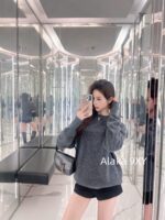 Yves Saint Laurent  Self keptVersatile and High end Grey Collection 2024 Autumn/Winter New Collection Classic Signature Letter Logo Round Neck Hooded Woolen Sweater