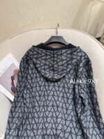 VALENTINO 2024 Autumn/Winter Collection  Double sided full printed logo embroidered zipper knitted hooded jacket cardigan casual top made of 100 wool material - Image 12