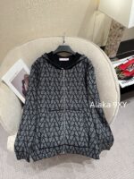 VALENTINO 2024 Autumn/Winter Collection  Double sided full printed logo embroidered zipper knitted hooded jacket cardigan casual top made of 100 wool material - Image 13