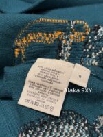 Hermes  H  2024 Autumn/Winter New CollectionMedium to Long Wool/Cashmere Jacquard Ice Cream Pig Nose  Jacquard logo peacock green knitted cardigan jacket for women. - Image 4