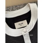 CELINE   2024 Autumn/Winter Fashion Collection French style light luxury temperament highend woolen material gray equestrian suit set jacket for women. Short skirt - Image 5