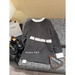 CELINE   2024 Autumn/Winter Fashion Collection French style light luxury temperament highend woolen material gray equestrian suit set jacket for women. Short skirt - Image 16