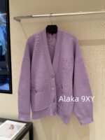 MAGE Super PositiveSweet Potato Purple  2024 SS early autumn new collection niche non collision style taro purple medium long knitted cardigan jacket for women. - Image 3