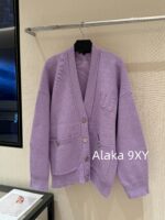 MAGE Super PositiveSweet Potato Purple  2024 SS early autumn new collection niche non collision style taro purple medium long knitted cardigan jacket for women. - Image 4