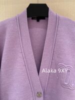 MAGE Super PositiveSweet Potato Purple  2024 SS early autumn new collection niche non collision style taro purple medium long knitted cardigan jacket for women. - Image 6