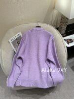 MAGE Super PositiveSweet Potato Purple  2024 SS early autumn new collection niche non collision style taro purple medium long knitted cardigan jacket for women. - Image 11