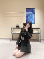 Valentino's ""Wealthy Family heiress outfit"" 2024 early autumn new collection  threedimensional cut lapel belt suit dress for women.
