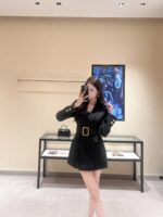 Valentino's ""Wealthy Family heiress outfit"" 2024 early autumn new collection  threedimensional cut lapel belt suit dress for women. - Image 4