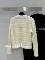 BALMAIN2024 early autumn new product French socialite style "pure desire" highend feeling cream color series  Weaving elegant Vneck knitted cardigan jacket - Image 8