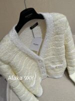 BALMAIN2024 early autumn new product French socialite style "pure desire" highend feeling cream color series  Weaving elegant Vneck knitted cardigan jacket - Image 15