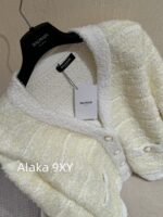 BALMAIN2024 early autumn new product French socialite style "pure desire" highend feeling cream color series  Weaving elegant Vneck knitted cardigan jacket - Image 16