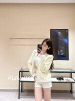 BALMAIN2024 early autumn new product French socialite style "pure desire" highend feeling cream color series  Weaving elegant Vneck knitted cardigan jacket - Image 21