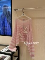 LOEWE Pink Muse Goddess24ss Early Autumn New Collection Handmade Hook Flower Fans Sweet Wool Hoodie Sweater for Women - Image 17