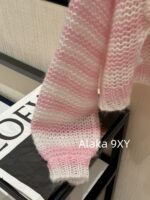 LOEWE Pink Muse Goddess24ss Early Autumn New Collection Handmade Hook Flower Fans Sweet Wool Hoodie Sweater for Women - Image 18