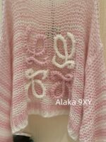 LOEWE Pink Muse Goddess24ss Early Autumn New Collection Handmade Hook Flower Fans Sweet Wool Hoodie Sweater for Women - Image 19