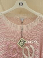 LOEWE Pink Muse Goddess24ss Early Autumn New Collection Handmade Hook Flower Fans Sweet Wool Hoodie Sweater for Women - Image 20
