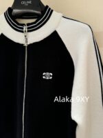 Celine American Hot Girl Casual Dressing  24ss early autumn new classic "Triumph Logo" embroidered black and white color blocked jacket, baseball jacket, women's jacket - Image 15