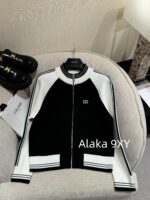 Celine American Hot Girl Casual Dressing  24ss early autumn new classic "Triumph Logo" embroidered black and white color blocked jacket, baseball jacket, women's jacket - Image 17