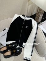 Celine American Hot Girl Casual Dressing  24ss early autumn new classic "Triumph Logo" embroidered black and white color blocked jacket, baseball jacket, women's jacket - Image 21