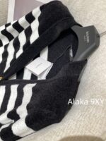 BALMAIN2024ss Early Autumn New Collection  High Version Classic Black and White Striped Metal Buckle VNeck Padded Shoulder Knitted Cardigan Coat for Women. - Image 18