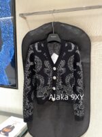 BALMAIN is a musthave for socialites B  24 early autumn new bright silk embroidery jacquard logo metal buckle slim fit long sleeved knitted sweater cardigan top coat - Image 17