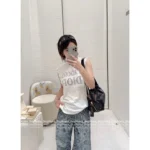 Dior 2025 Spring/Summer Collection 🌸 Print Logo Sleeveless Top - Studded Cuff Design