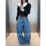 ALEXANDERWANG 2025 New Collection 👖 Mock Two-Layer Wide-Leg Jeans - High-Waisted Scimitar Flare Pants