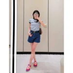 VALENTINO 2025SS Spring/Summer Collection 🆕 Heavy Enzyme Wash Denim Shorts - High-Waisted Roll-Up Hem with Metal Button Details - Image 3