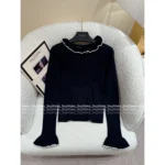 VALENTINO 🖤 2025SS Early Autumn New Collection Ruffled Bell Sleeve Pullover Sweater in 100% Imported Wool for Women