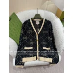 Gucci 2025SS Early Fall Collection ❕ Gold-Embroidered Cardigan - Color-Block V-Neck Knit Jacket - Image 7