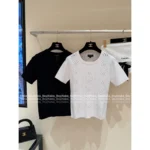 Chanel 🤍 2025B Spring/Summer New Collection Crochet Hollow-Out Round Neck Sleeveless Knit Tank / Short-Sleeve T-Shirt - Image 16