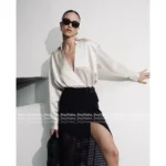 SAINT LAURENT 2025 Early Fall Collection 🌸 Acetate V-Neck Dress - Luxury Draped Midi Dress (3 Colors)