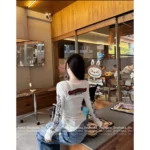 CHROME HEARTS ♥️ Personal Favorite — 2025 Early Fall New Printed Floral Letter Logo Ribbed Crewneck Long-Sleeve T-Shirt for Women