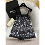 Chanel 2025B Spring/Summer Collection 🌸 Runway Print Logo Lace-Trimmed Camisole/Shorts Set (with Silk) - Image 8
