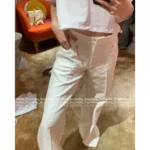 Louis Vuitton 2025SS Early Fall Collection 🤍 Versatile High-Waisted Trousers - Slimming White Wide-Leg Jeans with Subtle Print