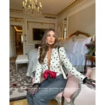 VALENTINO 2025SS French Retro Style ♥️ Silk Satin Suit Set - Handmade Bow V-Neck Polka Dot Blazer & Shorts - Image 7