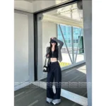 Louis Vuitton 25SS Spring/Summer Collection 🆕 Leather-Trim Denim Set - Zip-Front Vest & Wide-Leg Trousers