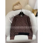 FENDI 2025 Early Fall Collection 🤎 Women's Jacquard Knit Pullover - Round Neck Long Sleeve Wool Sweater - Image 9