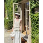 Chanel 25A Spring/Summer Collection ✨ Gold-Striped Sleeveless Knit Tank - Metal Logo Detail