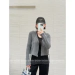 Dior 2025SS Early Fall Collection 🩶 Premium Gray Hooded Cardigan - Embroidered Logo Zip-Up w/ Cashmere-Wool Blend - Image 7