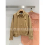 miumiu 2025SS Early Fall Collection 🤎 American Retro Jacket - Khaki Leather Logo Notch Collar Coat