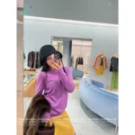 miumiu Stunning New Colorway 💜 25SS Spring/Summer Collection - Jacquard Letter Logo Embroidered Long-Sleeve Knit (Brightening & Flattering~)