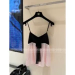 Chanel 25A Early Fall Collection 💗 Runway Crystal-Strap Camisole - Bow-Accented Silk Satin Top