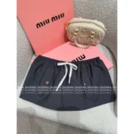 miumiu 25SS Early Fall Collection 🐾 Women’s Drawstring Bloom Skirt - Adjustable Hem Mini/Midi Versions