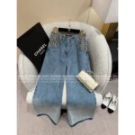 Chanel 2025B Early Fall Collection 🌈 Ombré Wide-Leg Jeans - Slimming Vertical Seam & Stretch Denim (Leg-Lengthening Fit) 👖