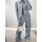 FENDI 2025 Early Fall Collection 🆕 Women's Structured Cropped Denim Jacket - Printed Logo Patch Pockets & Notch Collar