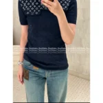 Louis Vuitton 2025 Early Fall Collection 🌟 Silk-Cotton Blend Tee - Jacquard Logo Round Neck Short Sleeve (with Silk) - Image 7